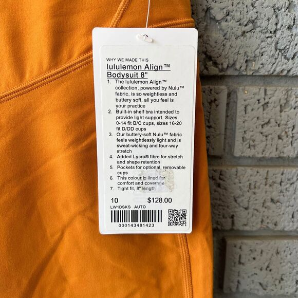 NEW Lululemon Align Bodysuit 8" Autumn Orange Size 10 - Picture 4 of 7